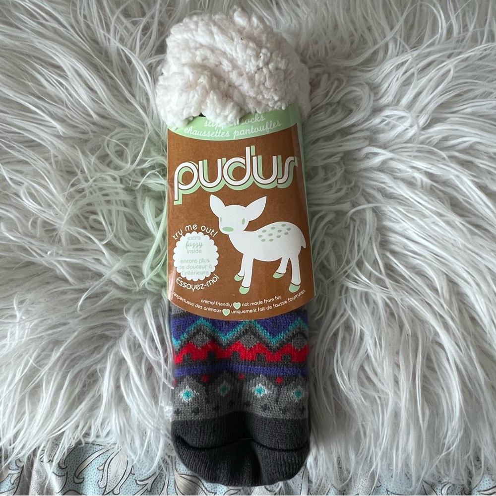 Pudus NOR-GRY-C Unisex Classic Nordic One Size Fits Most Slipper Socks Gray NWT